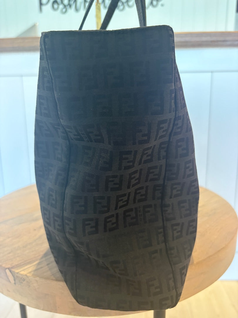 Black Fendi Zucchino FF Tote