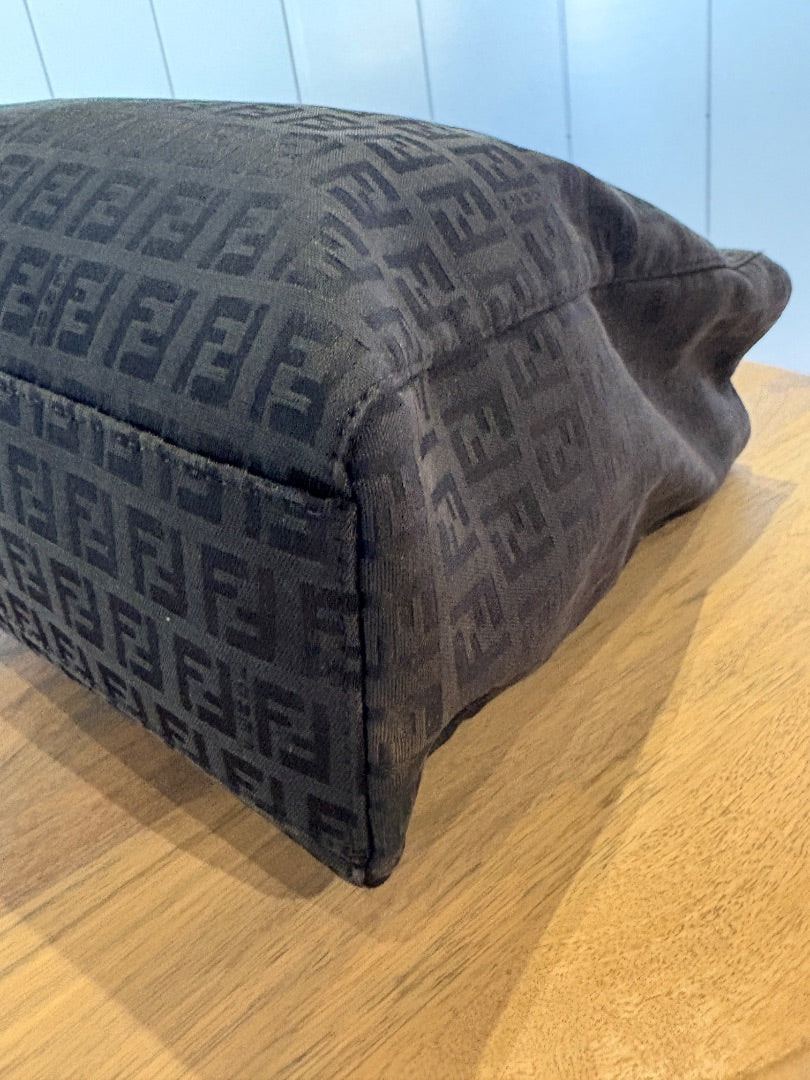 Black Fendi Zucchino FF Tote