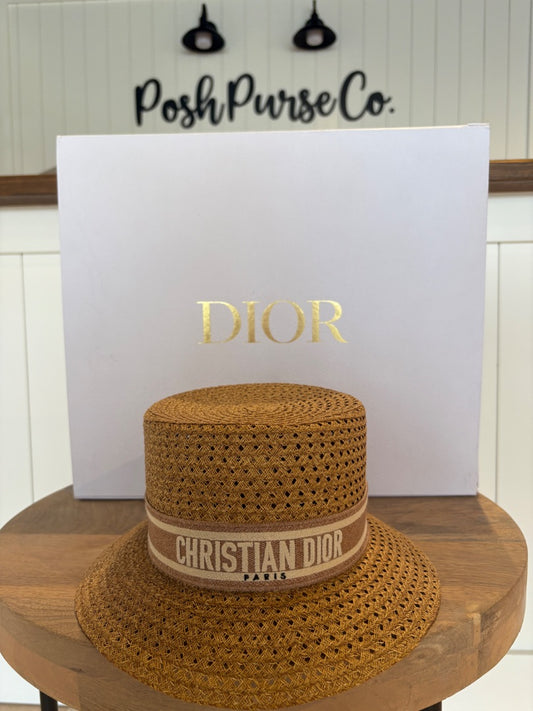 Beige Christian Dior Straw Hat