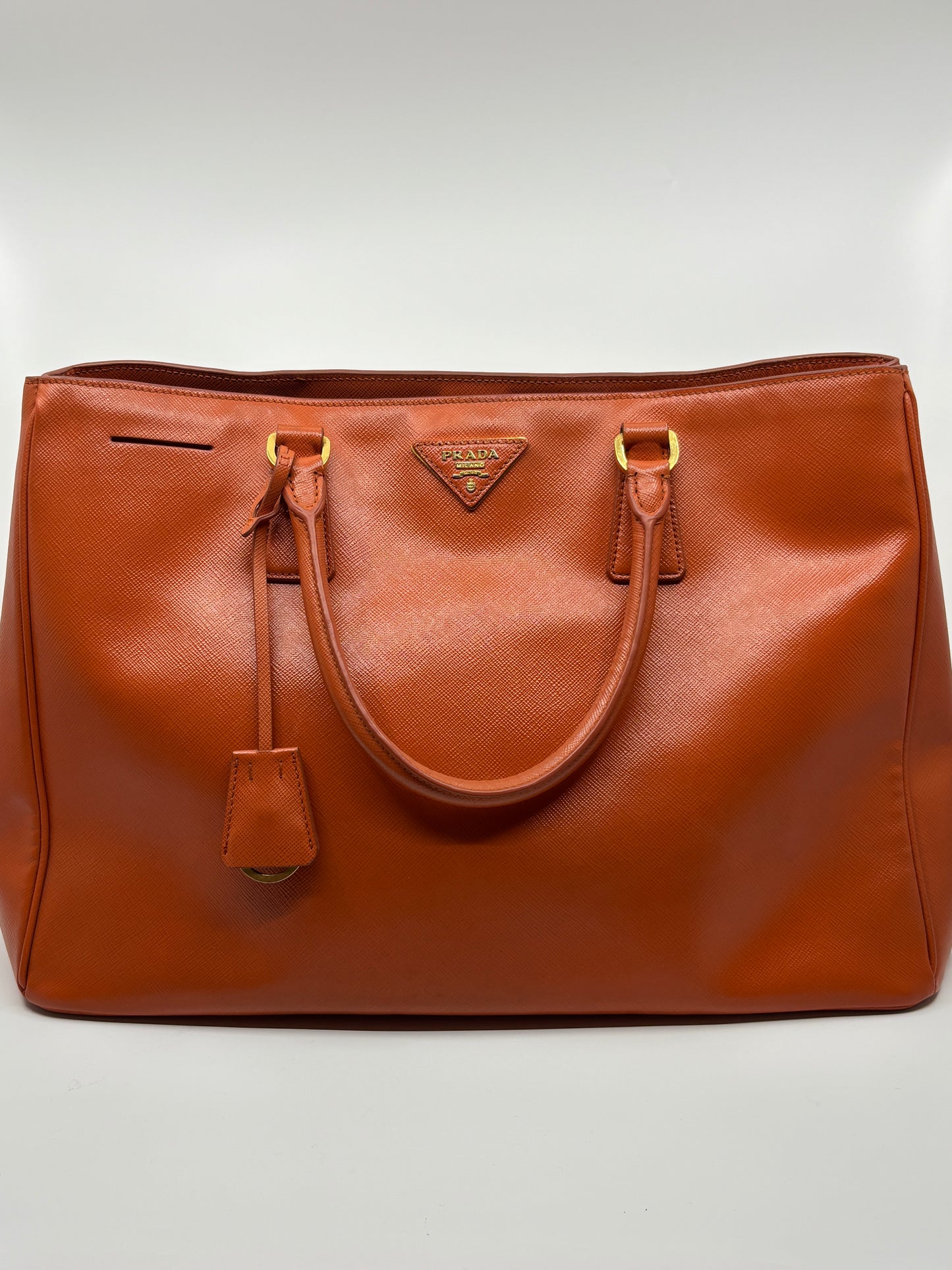 Papaya  Prada Saffiano Leather Tote