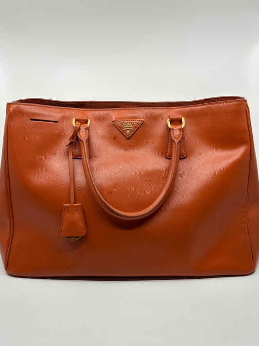 Papaya  Prada Saffiano Leather Tote