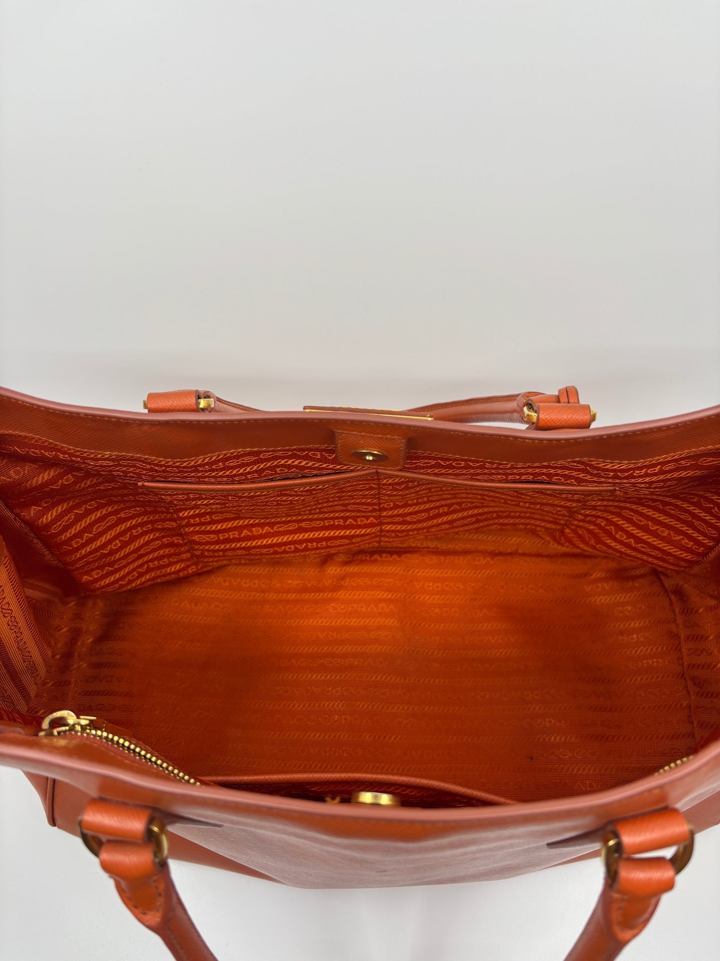 Papaya  Prada Saffiano Leather Tote