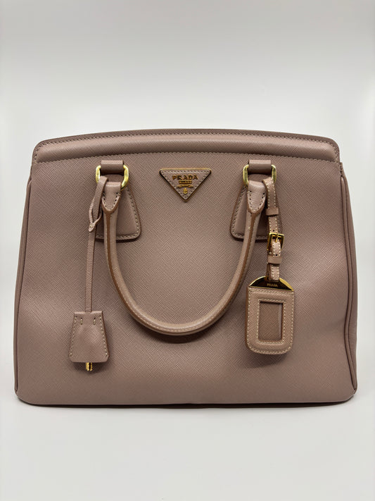 Beige Prada Saffiano Leather Tote