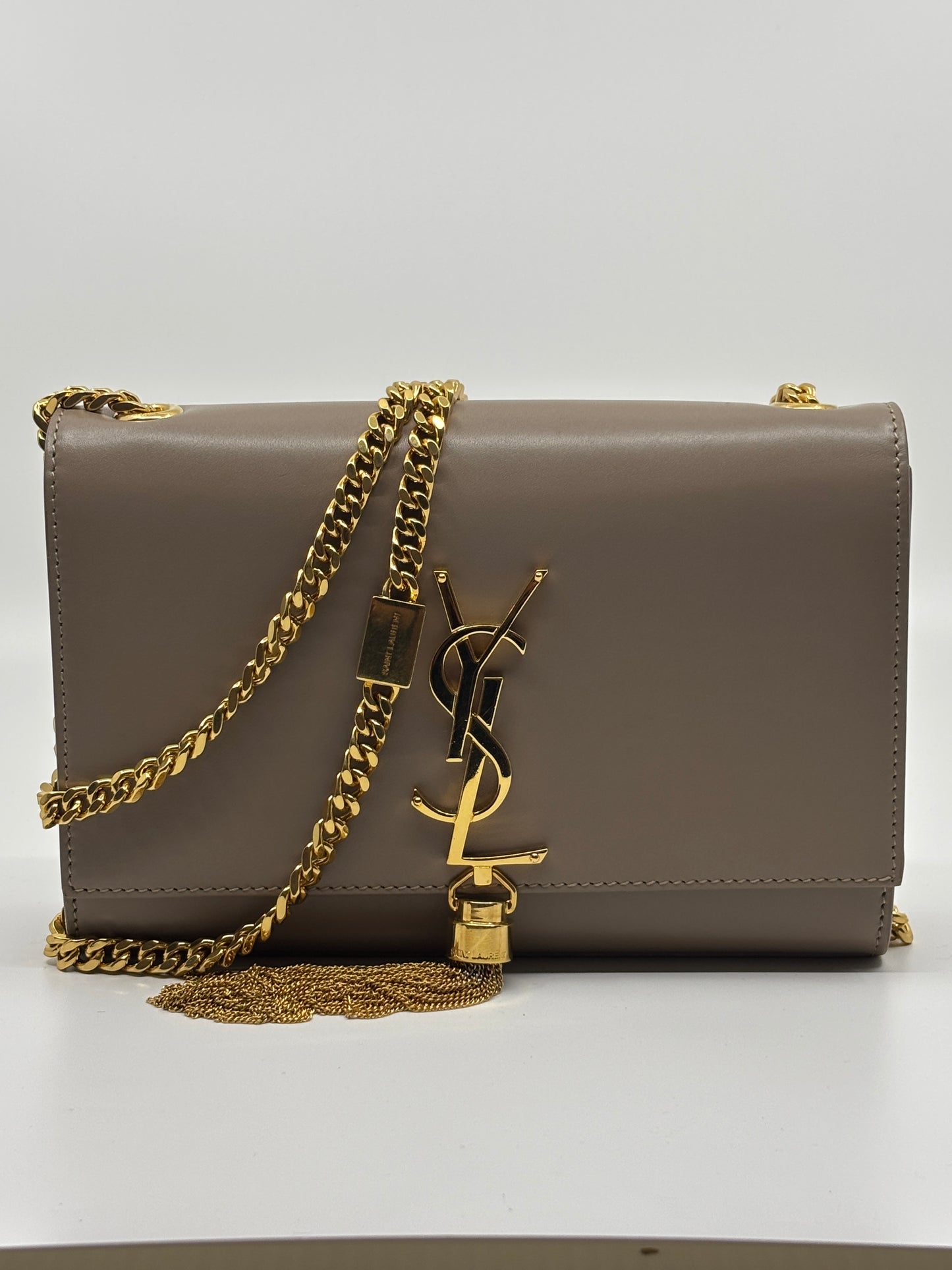 Leather Chain Shoulder Bag With Tassel Accent