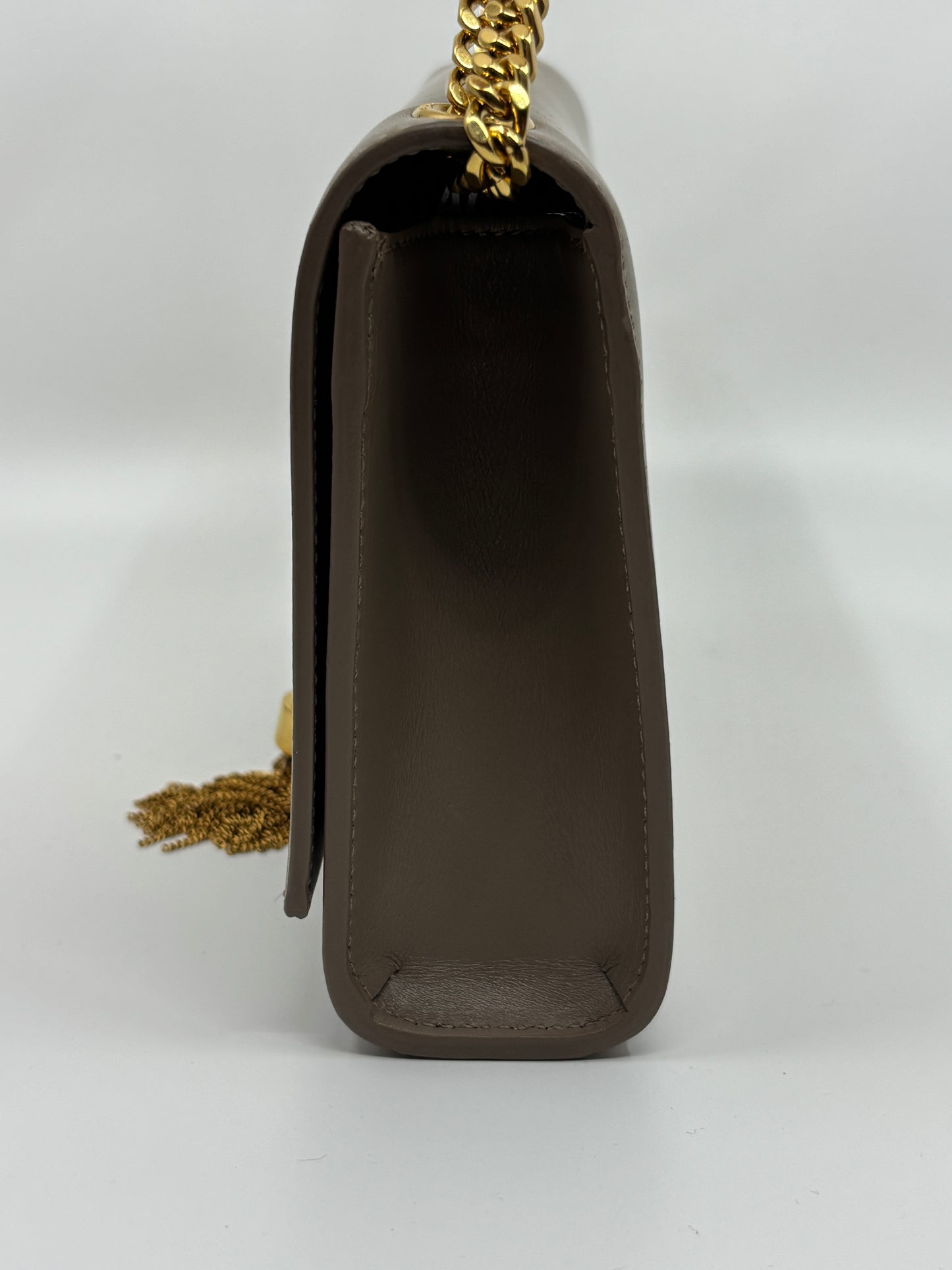 Leather Chain Shoulder Bag With Tassel Accent