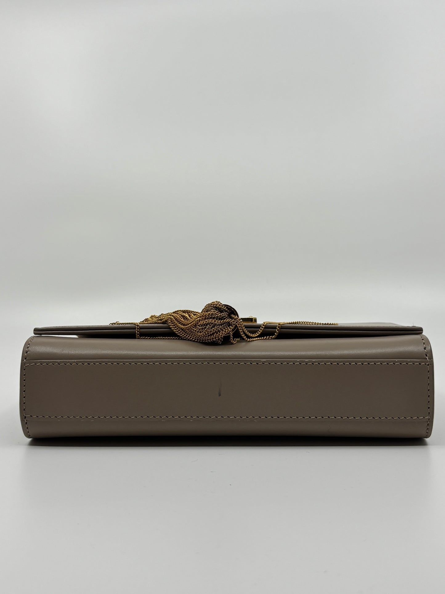 Leather Chain Shoulder Bag With Tassel Accent
