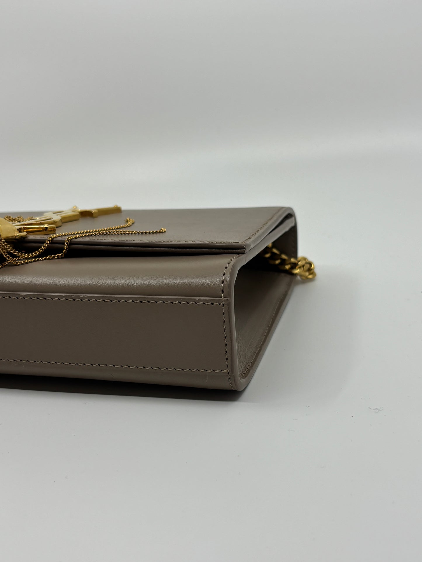 Leather Chain Shoulder Bag With Tassel Accent