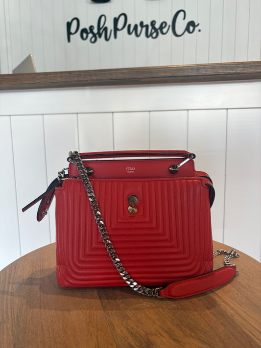 Red Fendi Dot Com Chain Shoulder Bag