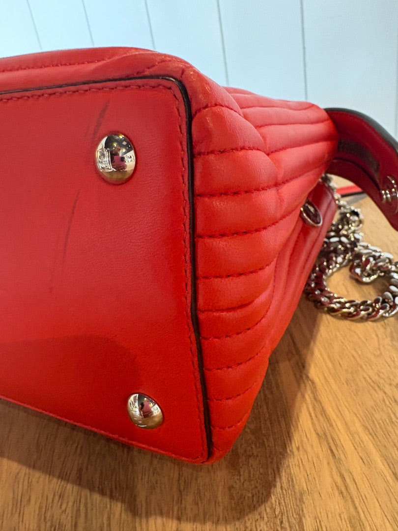 Red Fendi Dot Com Chain Shoulder Bag
