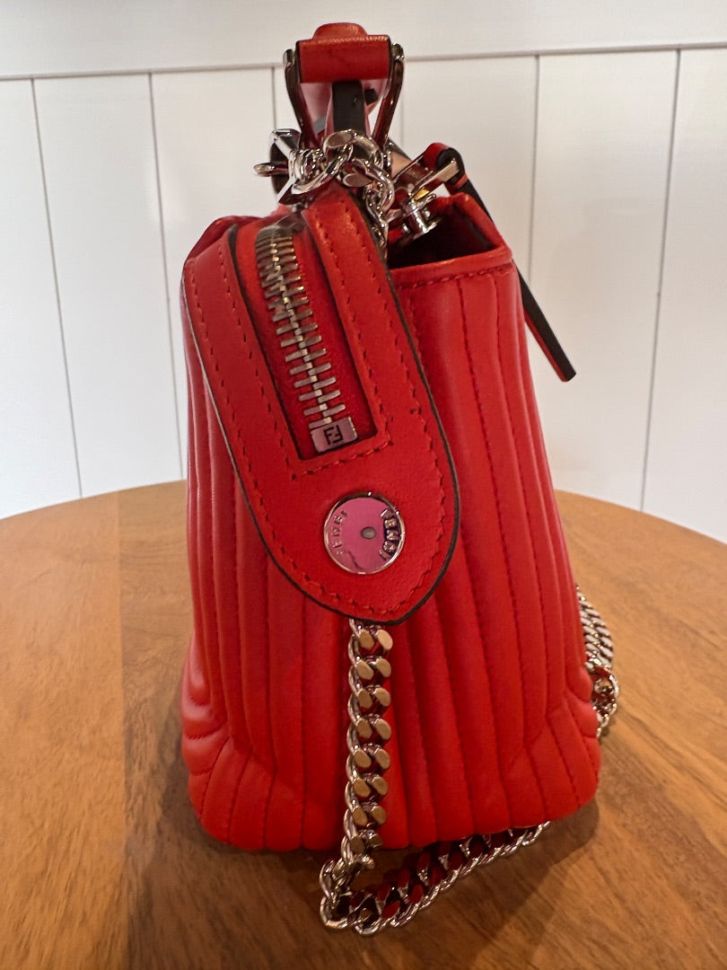 Red Fendi Dot Com Chain Shoulder Bag