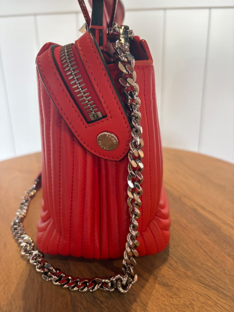 Red Fendi Dot Com Chain Shoulder Bag