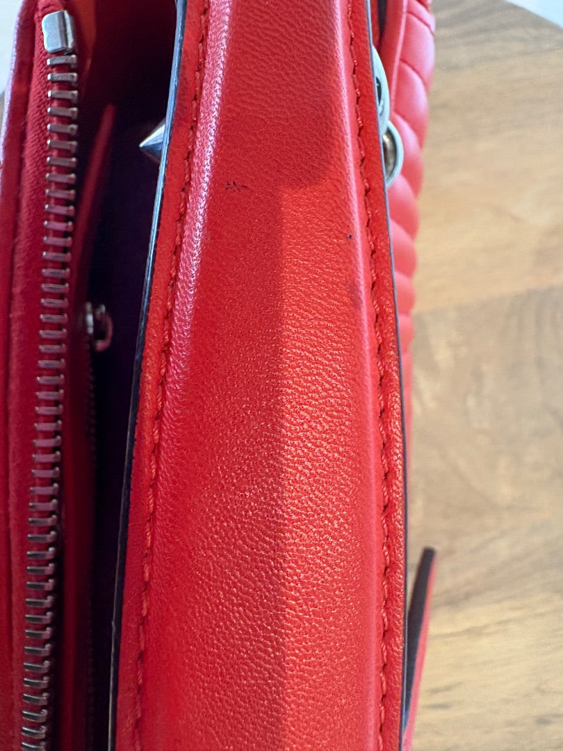 Red Fendi Dot Com Chain Shoulder Bag