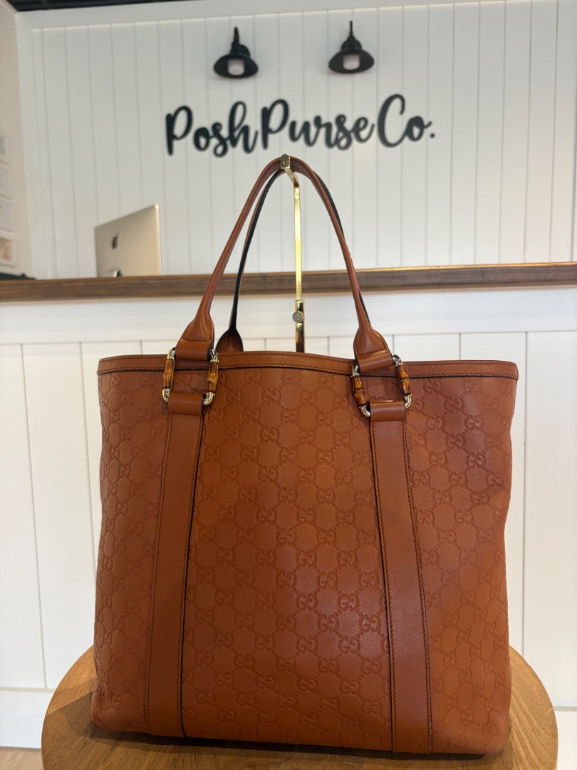 Brown Gucci GG Leather Tote