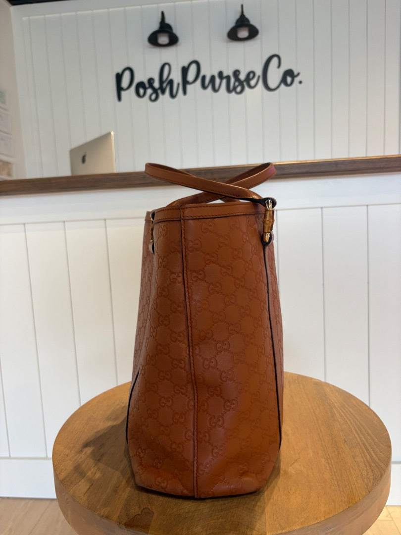 Brown Gucci GG Leather Tote