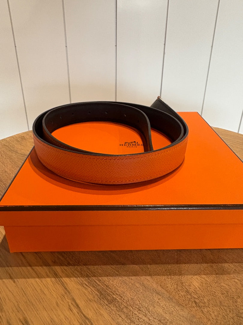 Black Hermes Reversible Hermes 24mm Belt, 95