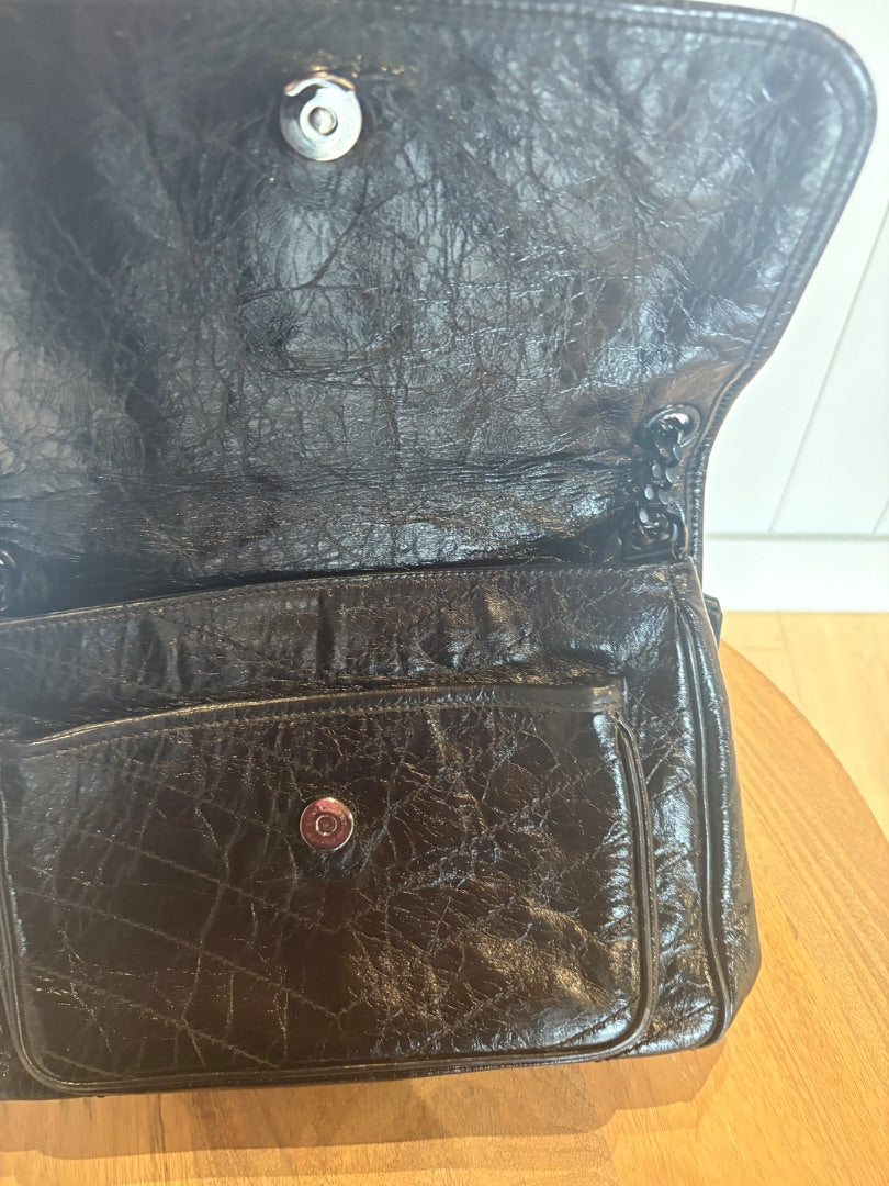 Saint Laurent Nikki Crinkle Chain Satchel