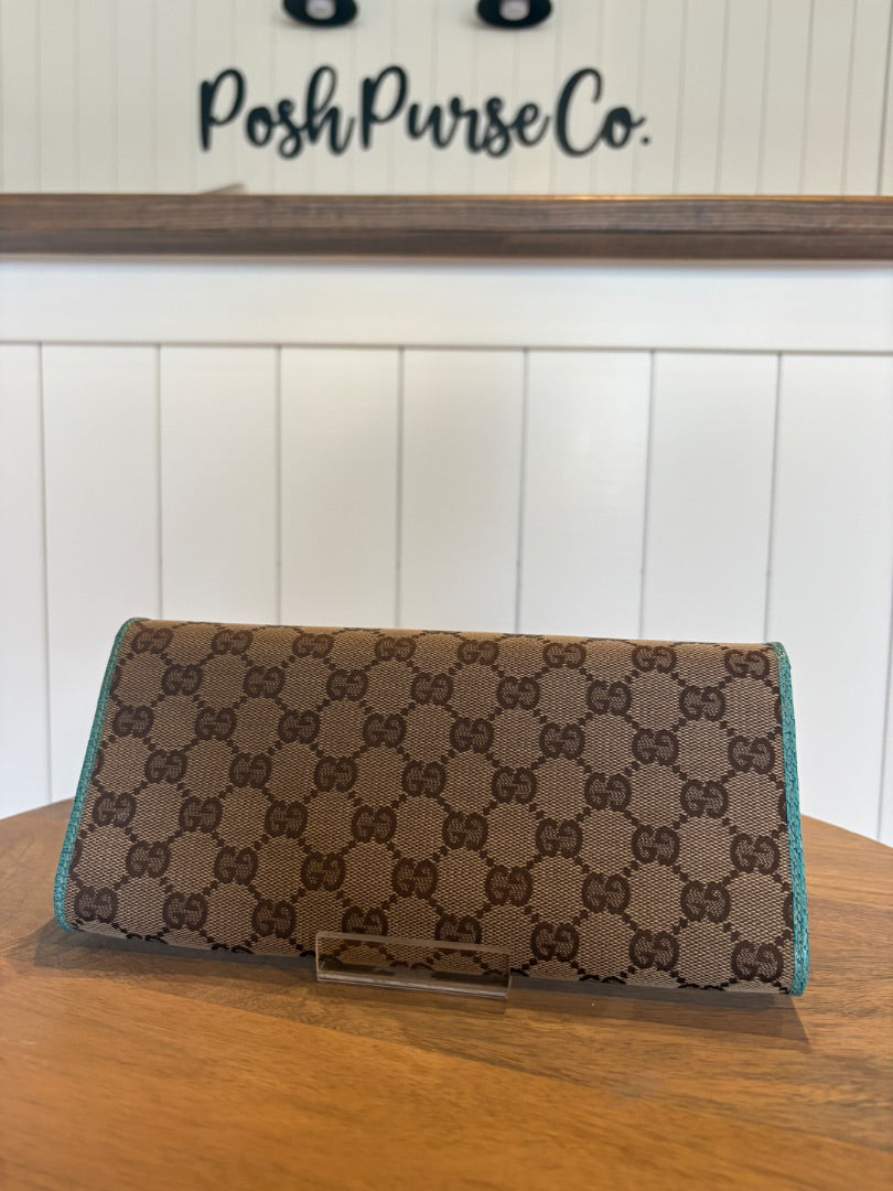 Monogram Gucci Gucci Canvas Bamboo Bar Clutch