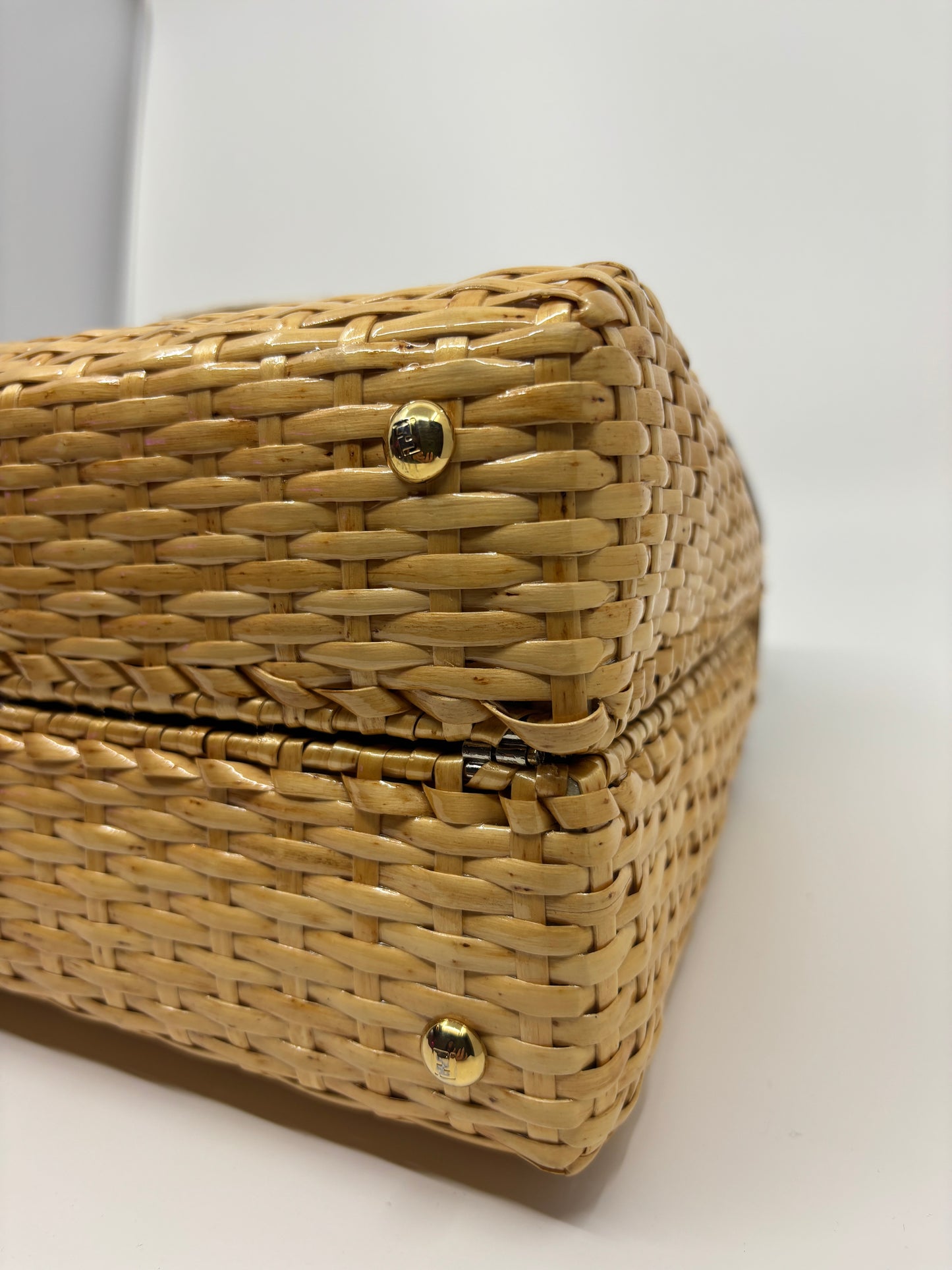 Fendi Crocodile Embossed Wicker Bag