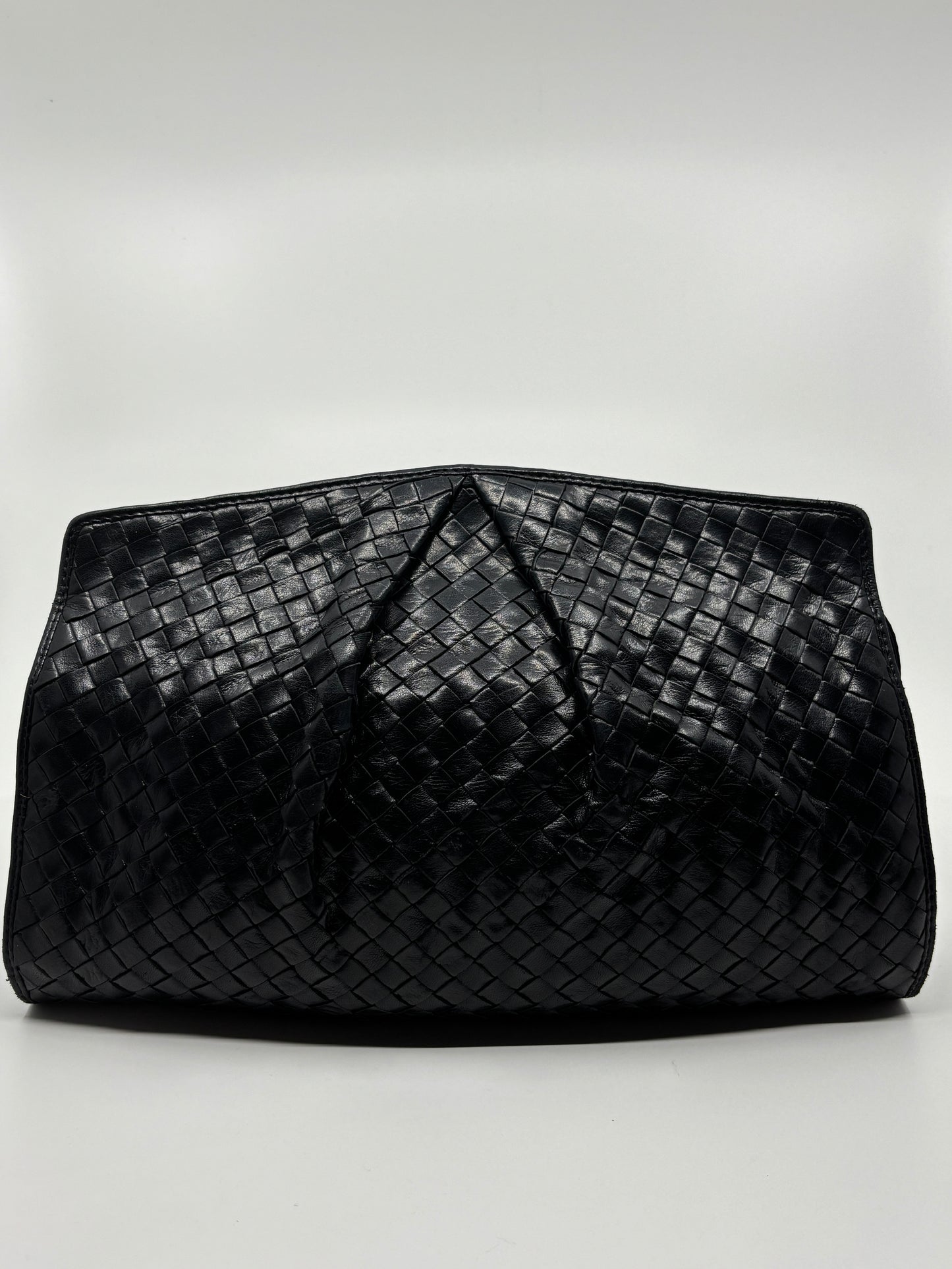 Black Vintage Bottega Intrecciato Clutch