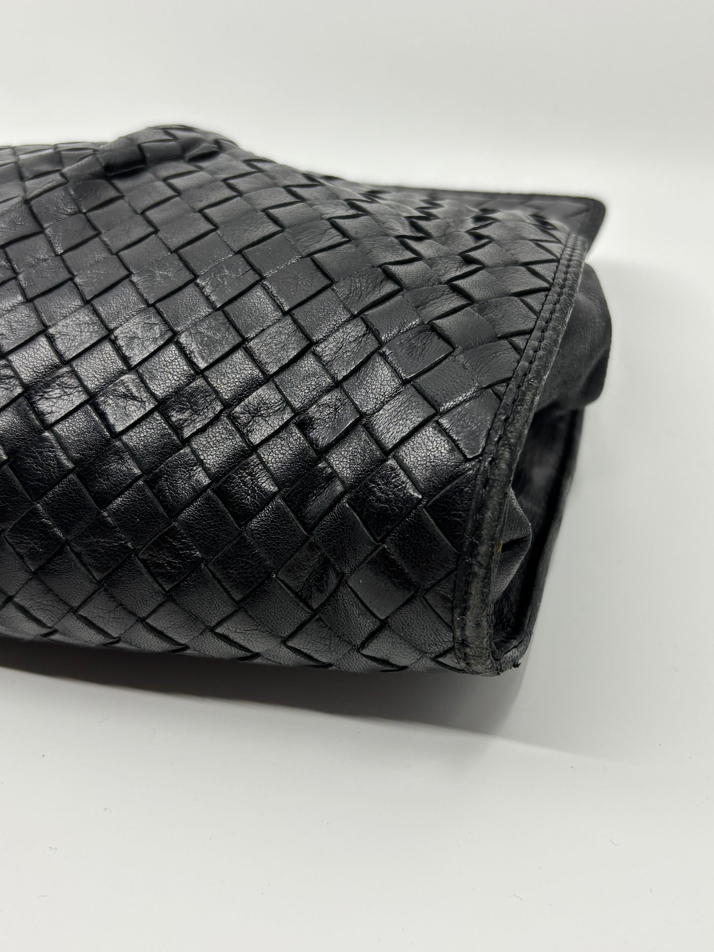 Black Vintage Bottega Intrecciato Clutch