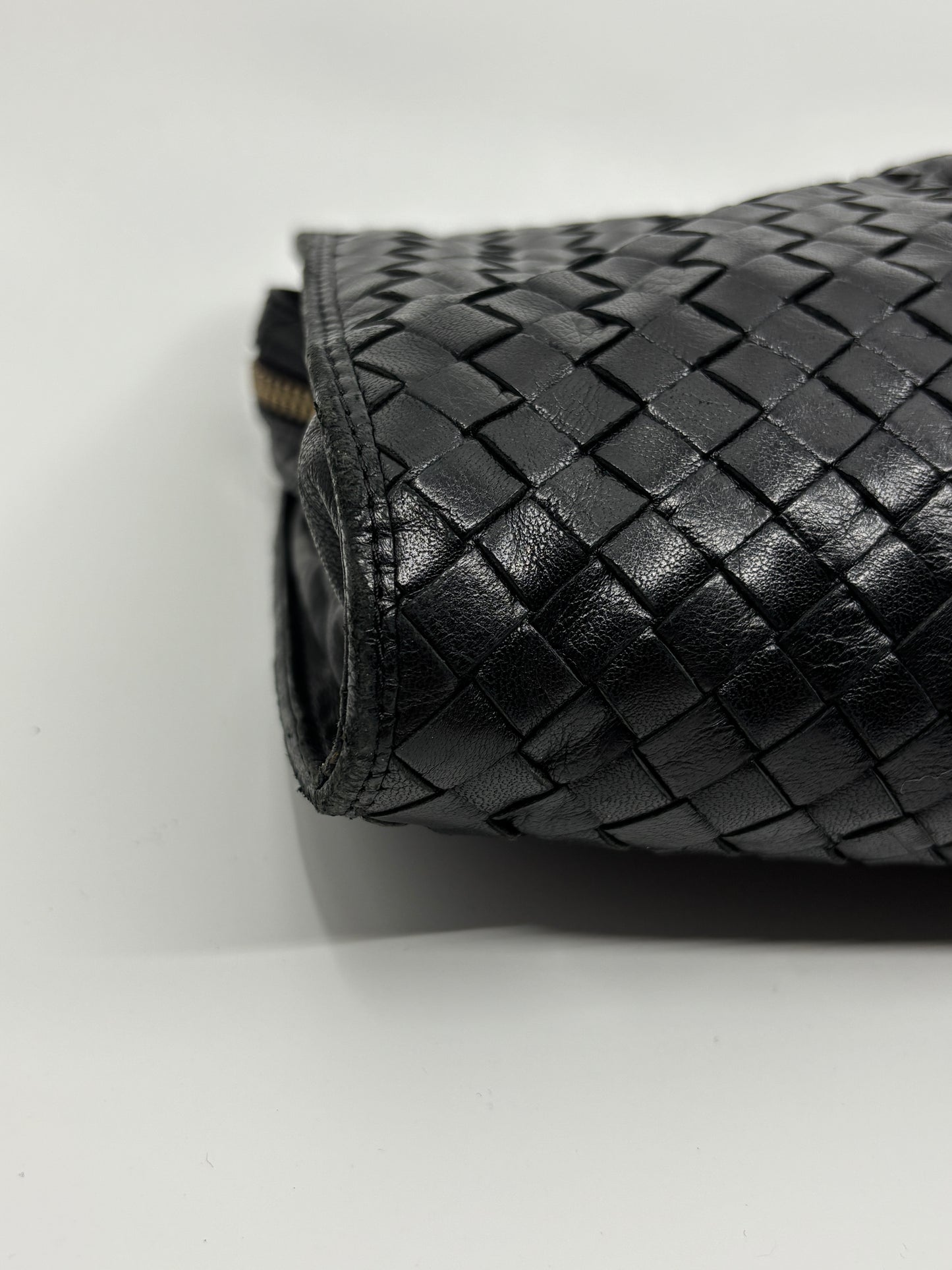 Black Vintage Bottega Intrecciato Clutch