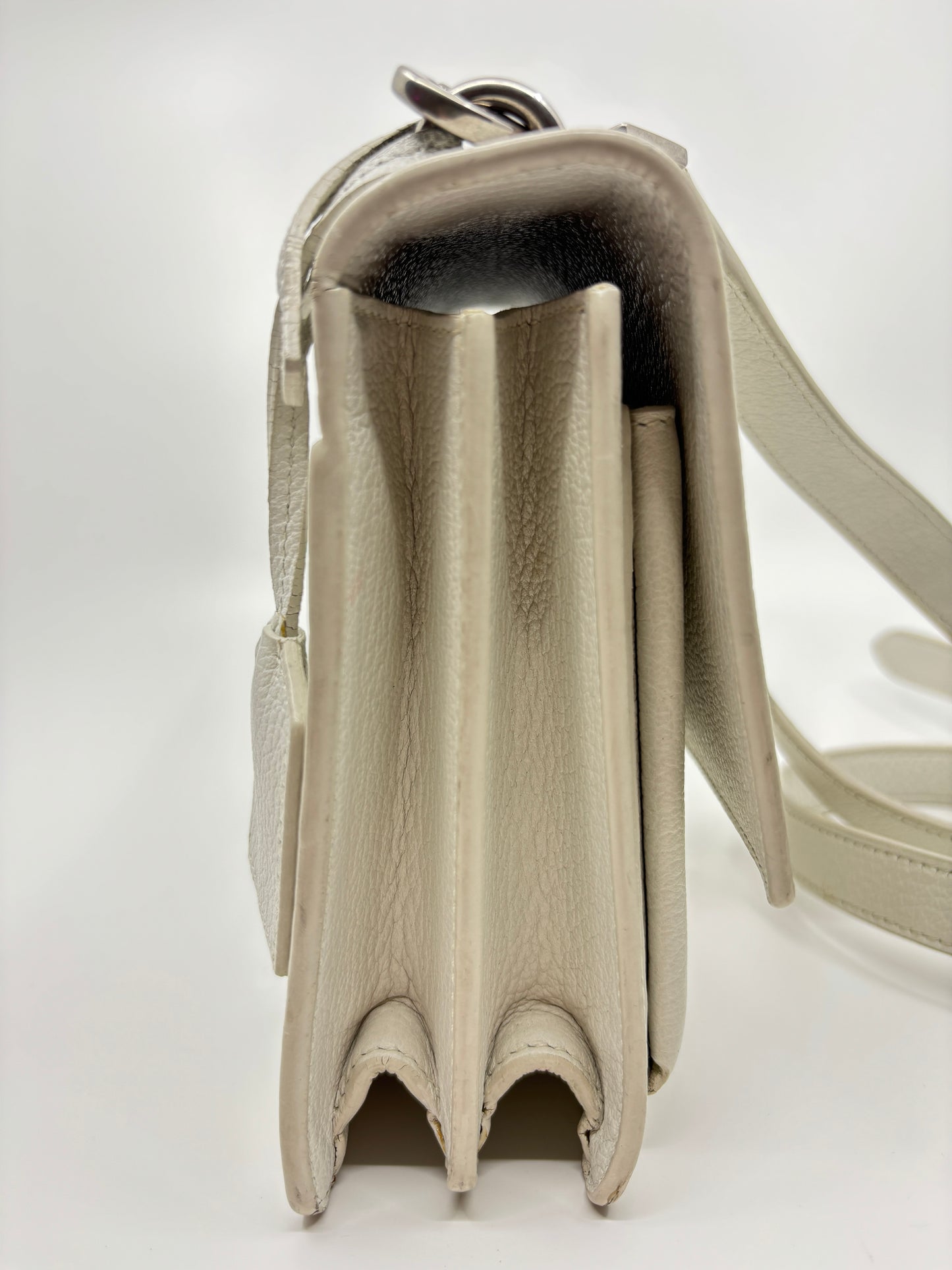 White YSL Sunset Crossbody, Medium