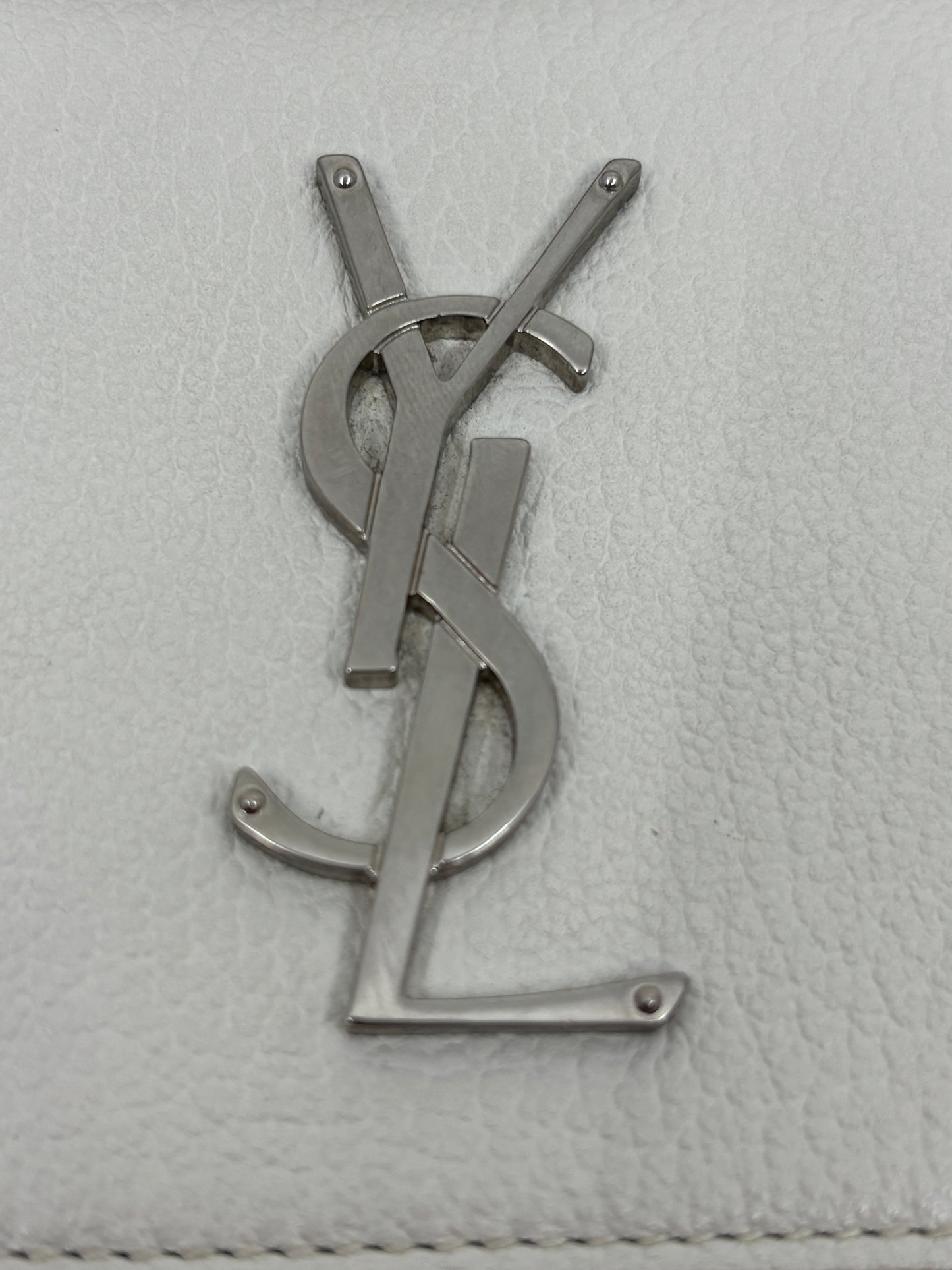 White YSL Sunset Crossbody, Medium
