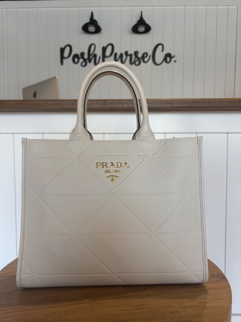 White Prada Handbag, Large