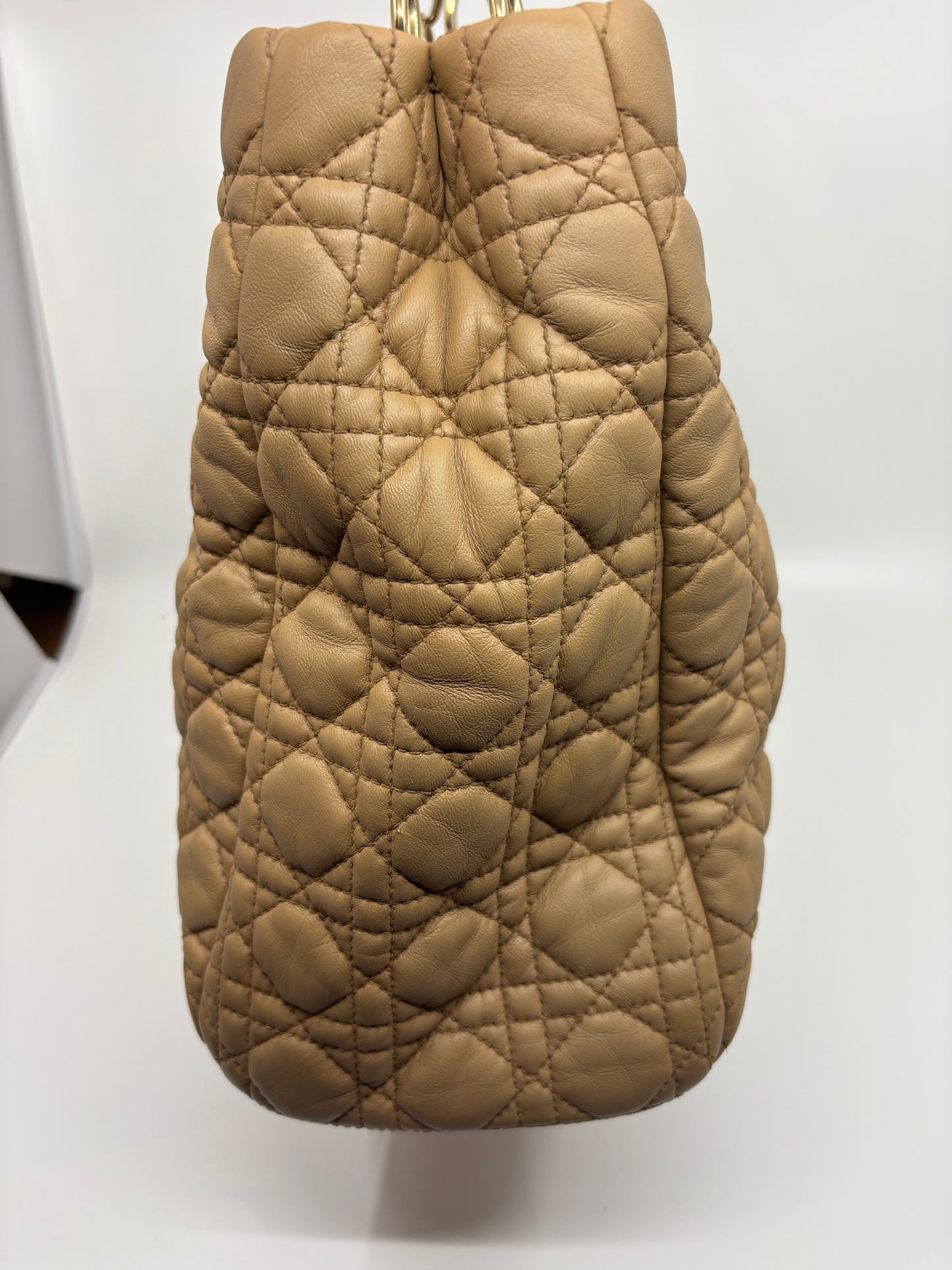 Beige Dior Cannage Chain Tote
