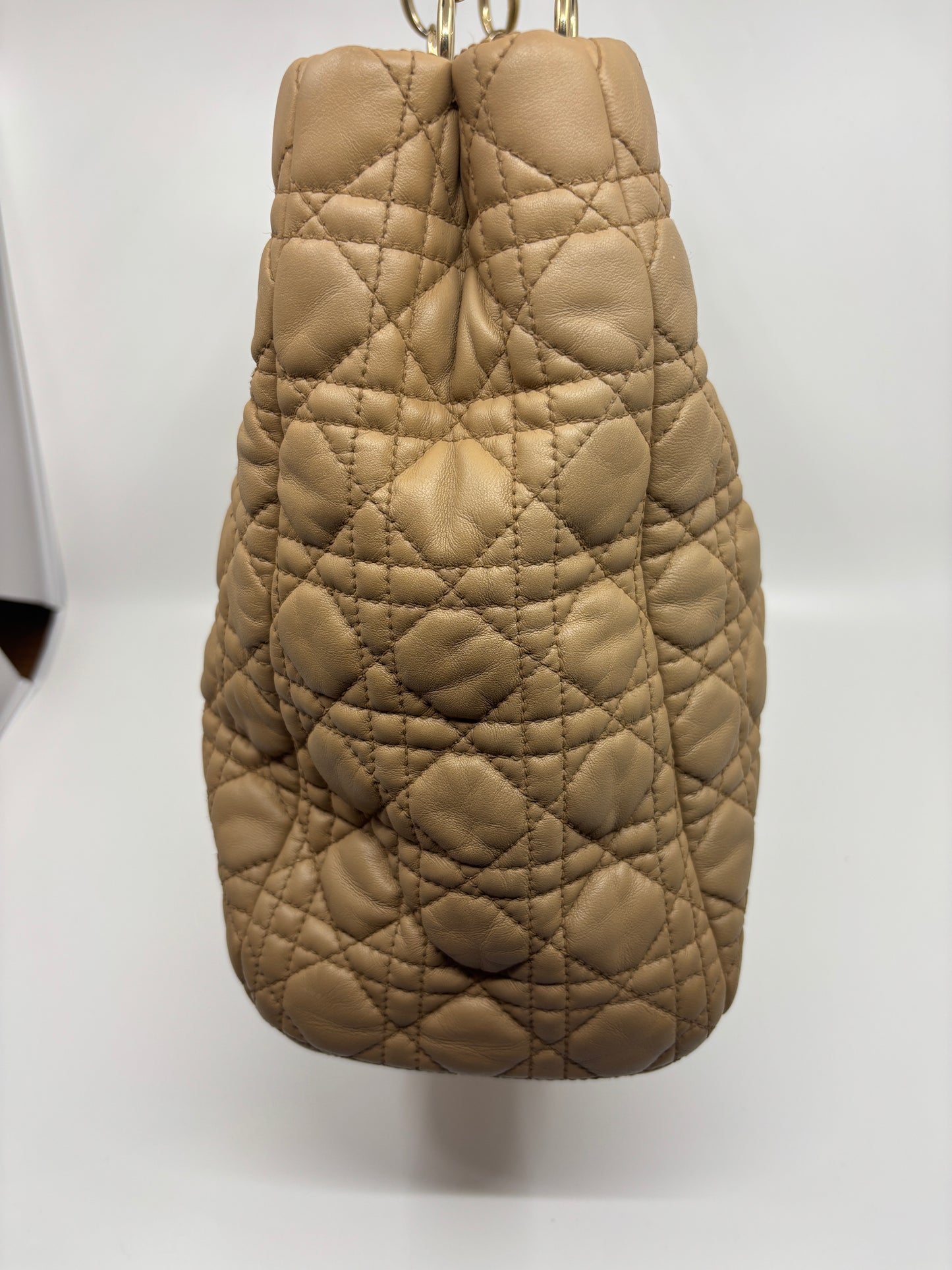 Beige Dior Cannage Chain Tote