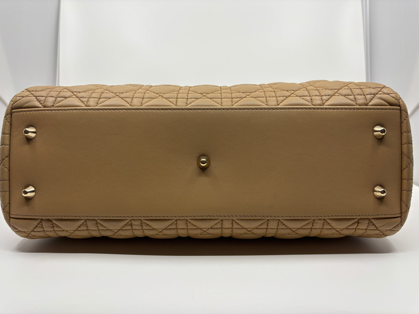 Beige Dior Cannage Chain Tote