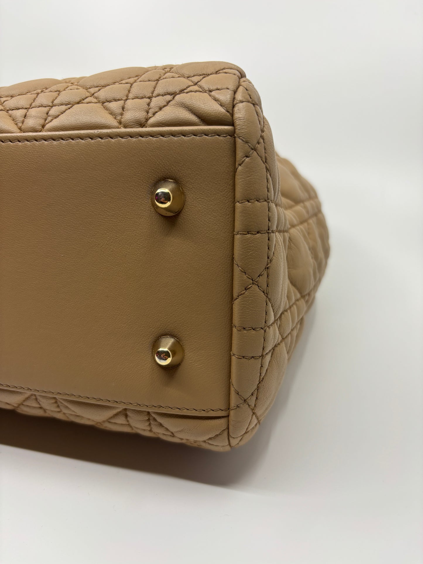 Beige Dior Cannage Chain Tote