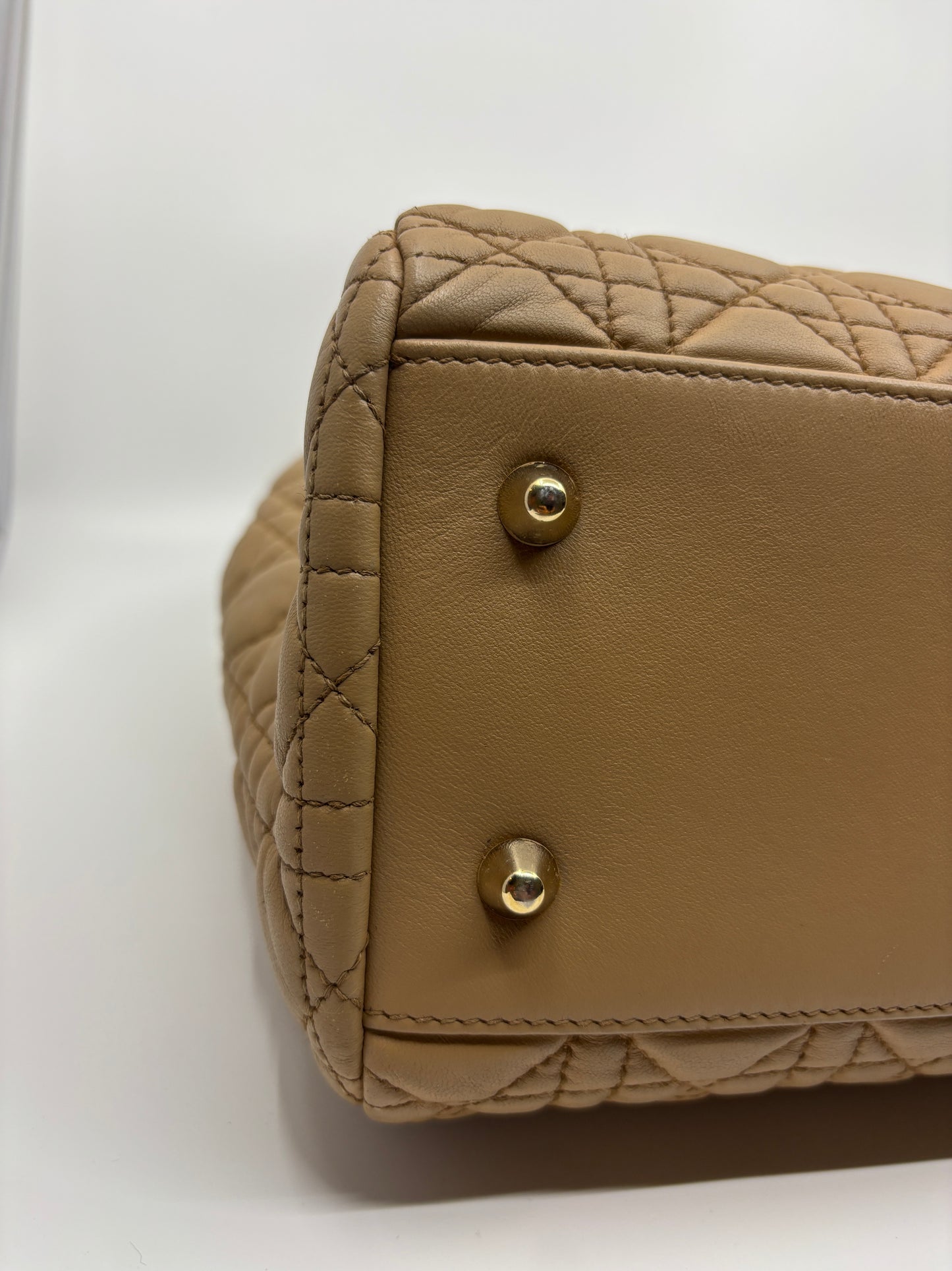 Beige Dior Cannage Chain Tote
