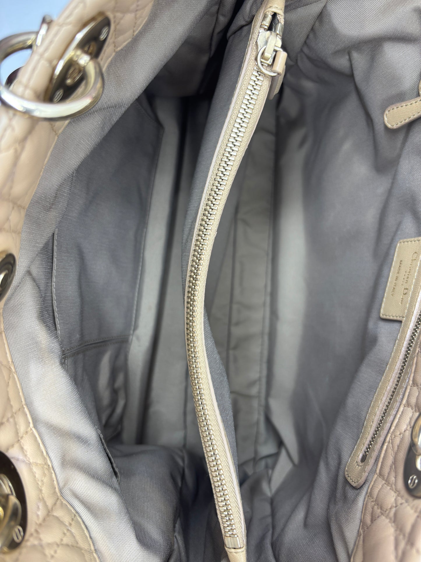 Beige Dior Cannage Chain Tote