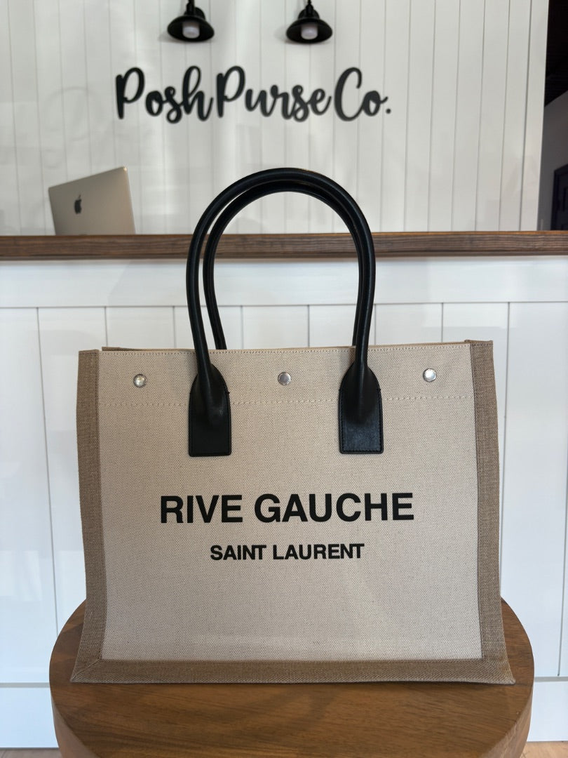 Beige Saint Laurent Pristine Rive Gauche Tote
