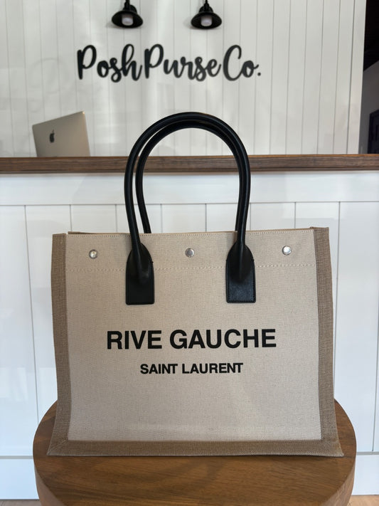 Beige Saint Laurent Pristine Rive Gauche Tote