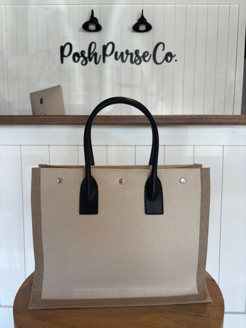 Beige Saint Laurent Pristine Rive Gauche Tote