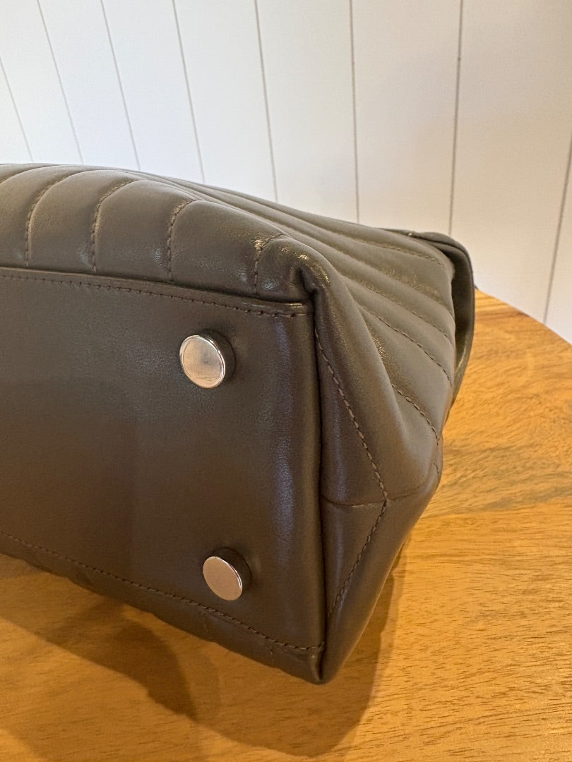 Grey Saint Laurent Calfskin  Y LouLou Satchel, Medium