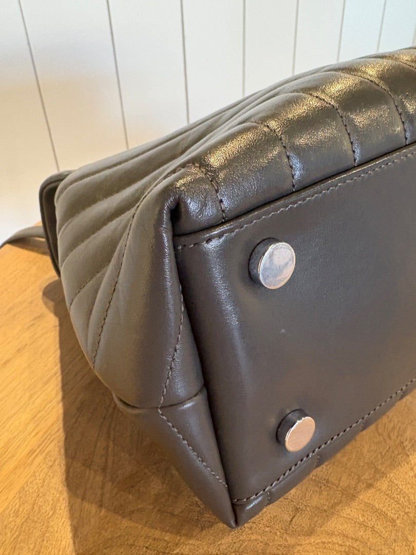 Grey Saint Laurent Calfskin  Y LouLou Satchel, Medium