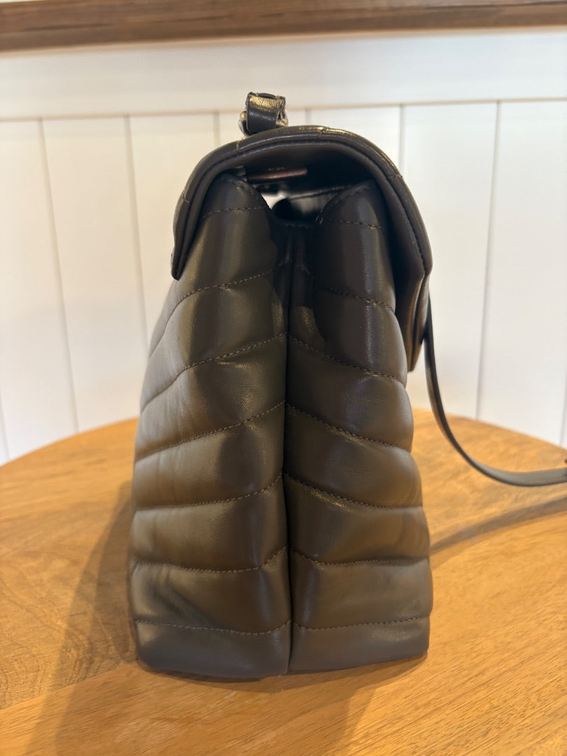 Grey Saint Laurent Calfskin  Y LouLou Satchel, Medium