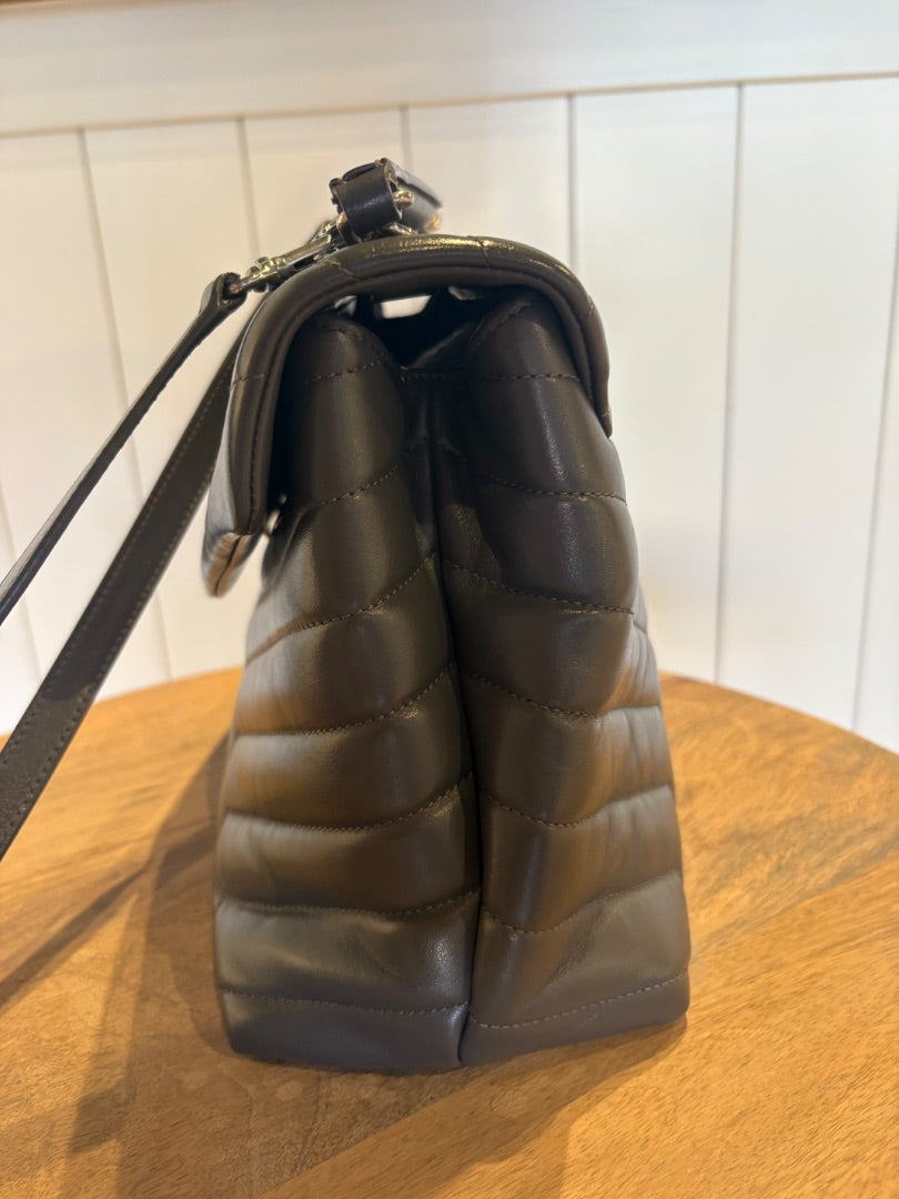 Grey Saint Laurent Calfskin  Y LouLou Satchel, Medium