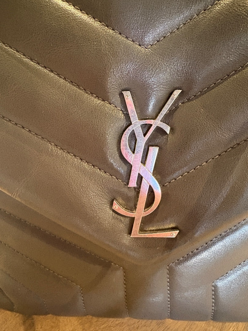 Grey Saint Laurent Calfskin  Y LouLou Satchel, Medium