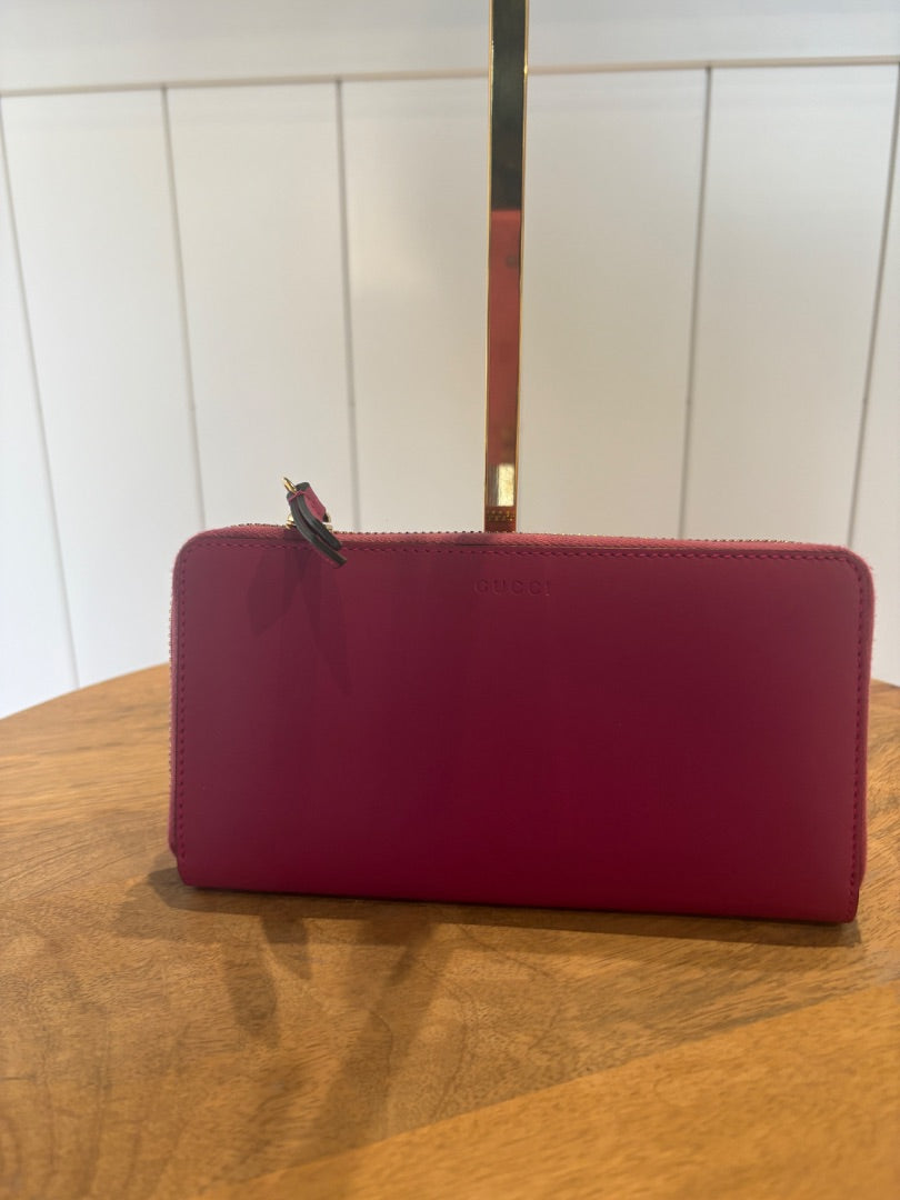 Pink Gucci Zip Around Wallet