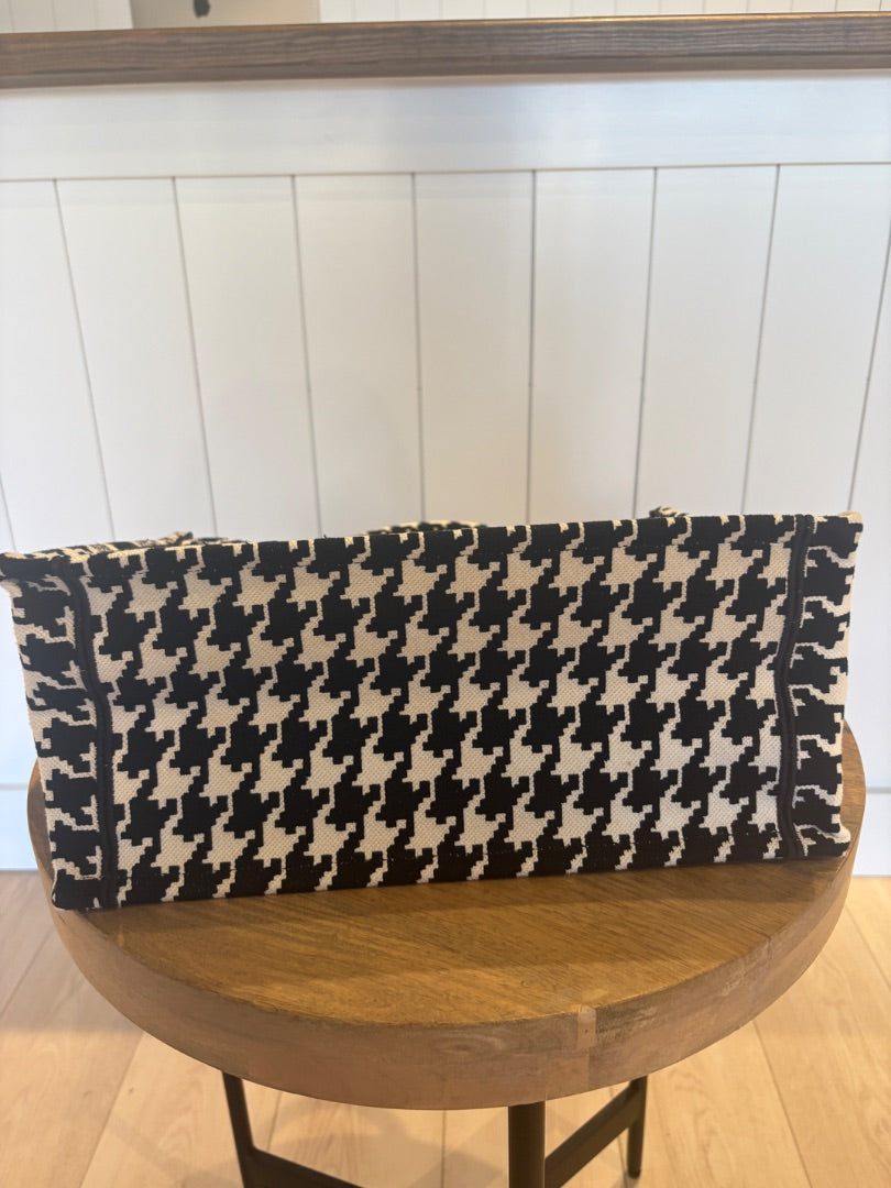 Black Dior Book Tote Houndstooth, Medium