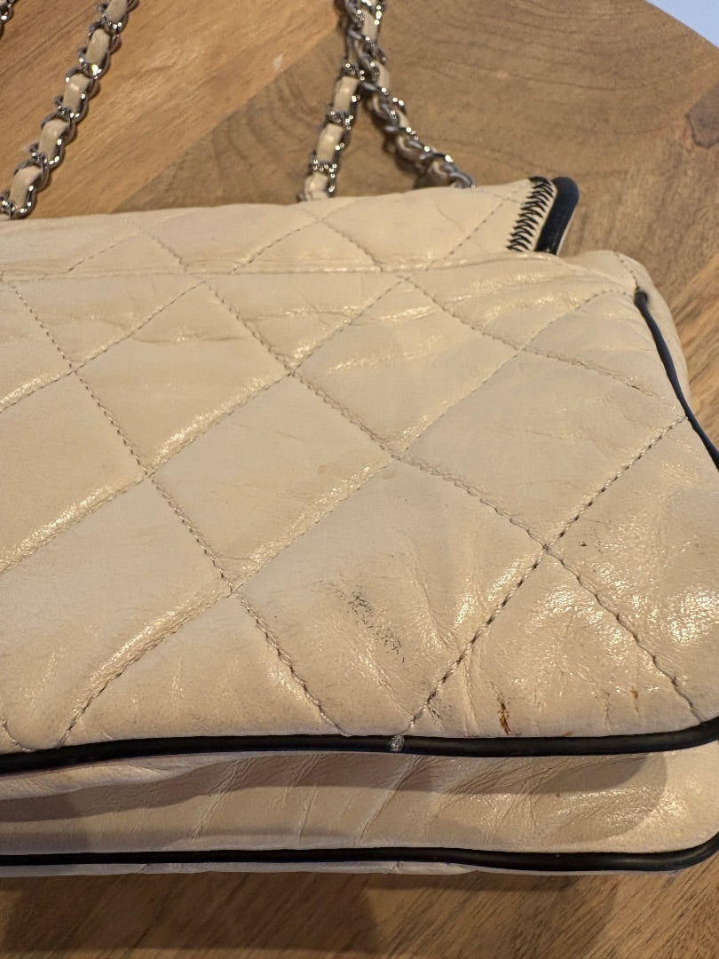 Ivory Chanel East West Accordion Calfskin