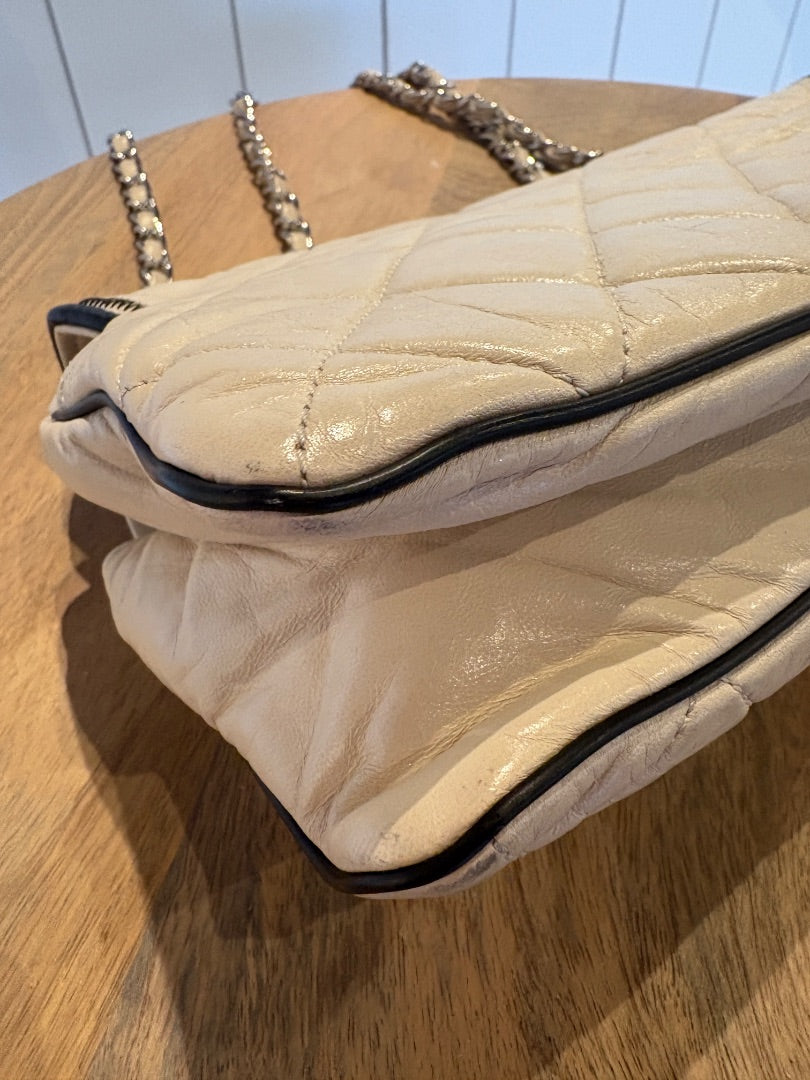 Ivory Chanel East West Accordion Calfskin