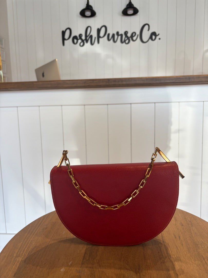 Red Fendi Half Moon Clutch