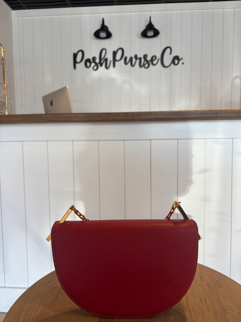 Red Fendi Half Moon Clutch