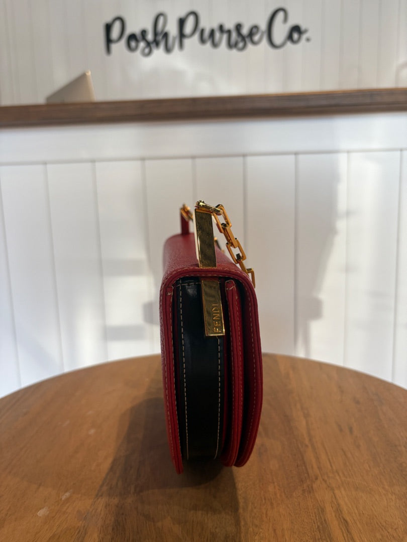 Red Fendi Half Moon Clutch