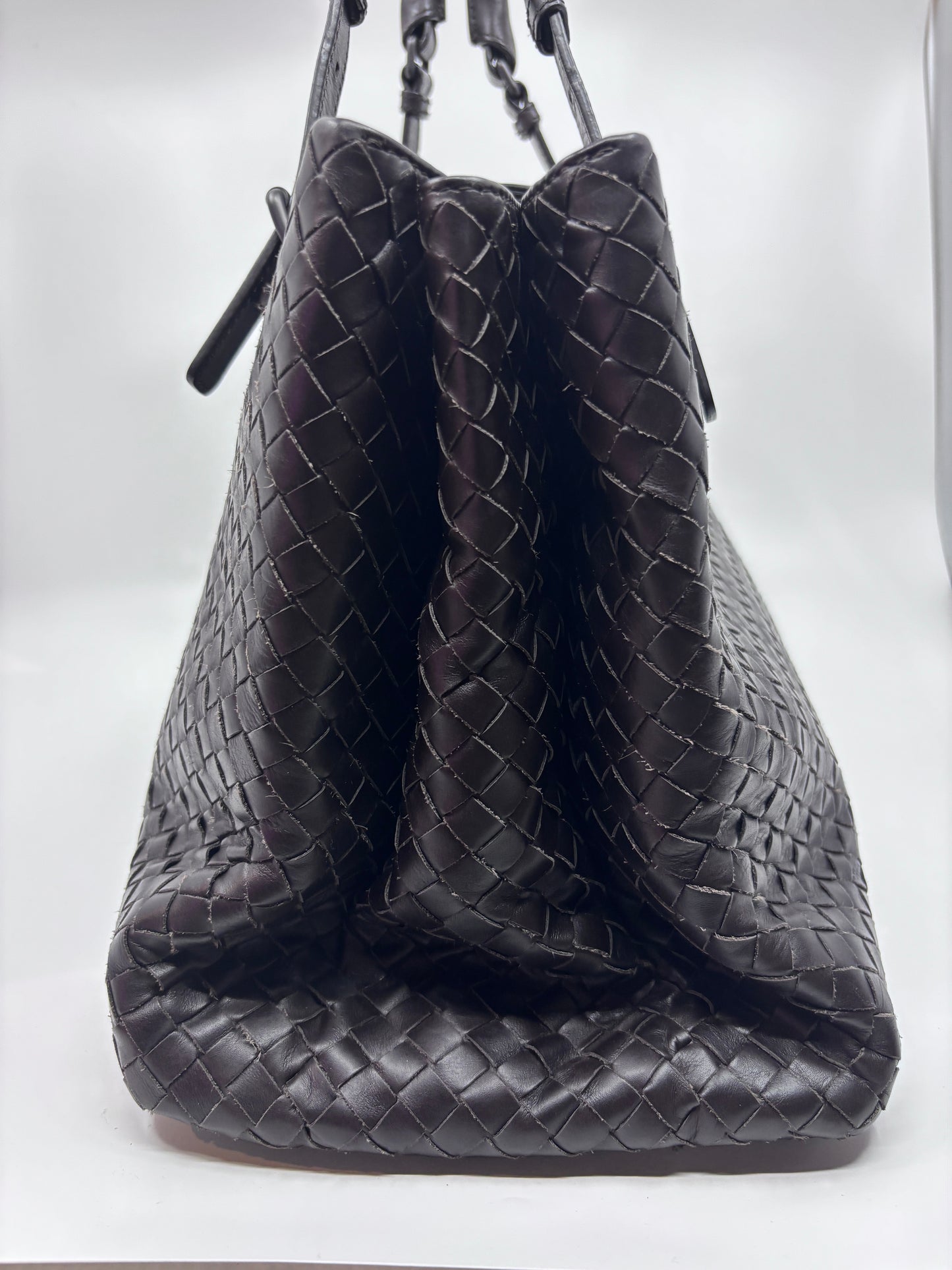 Brown Bottega Intrecciato Roma Tote Bag